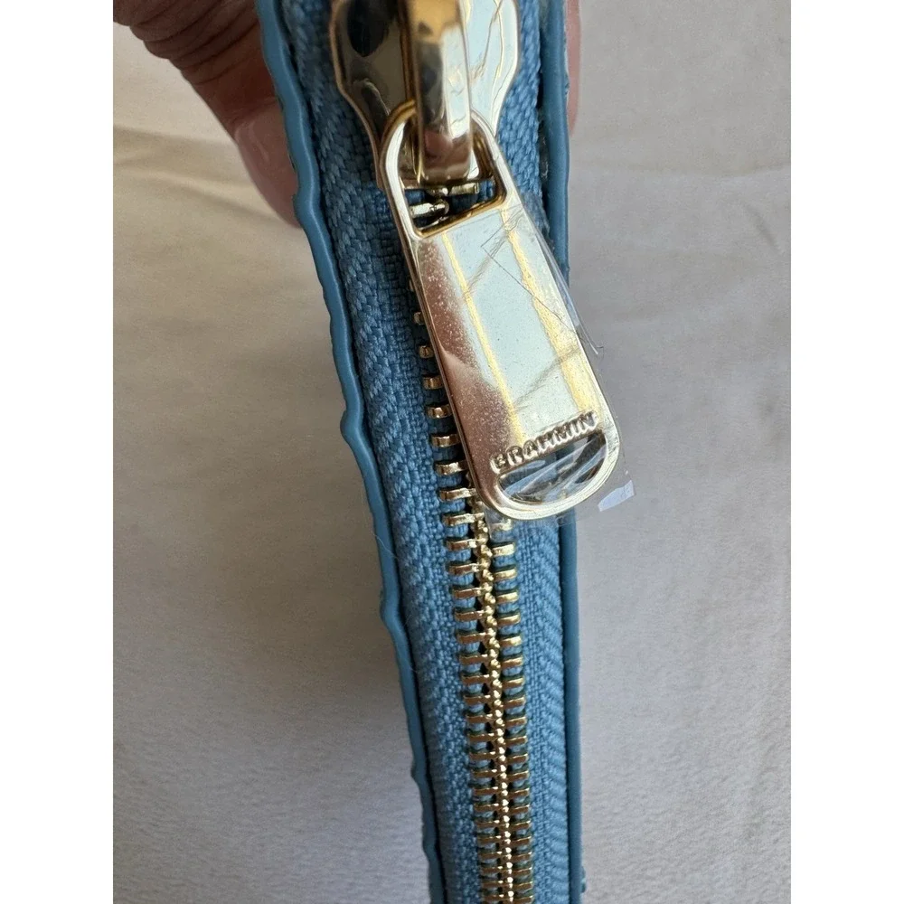 Brahmin Britt Arctic Blue Melbourne Croc Leather Clip On Coin Holder Charm Gold